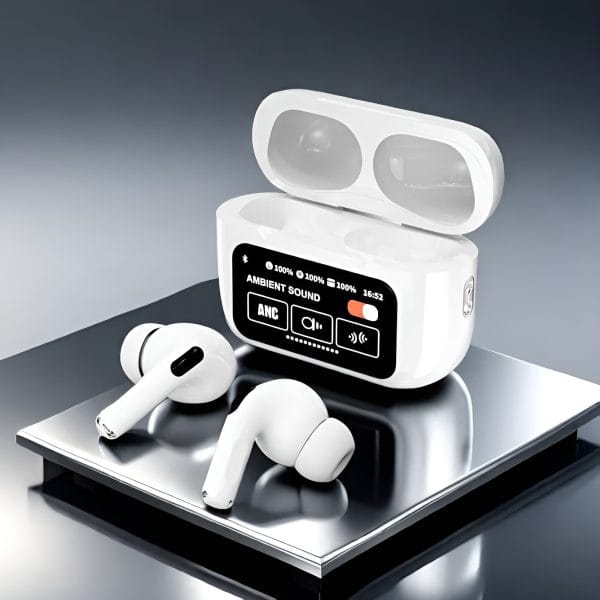 White A9 Pro ANC AirPods with Screen