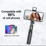 R1s Bluetooth Selfie Stick Tripod with Remote Control | 360° Foldable Selfie Rod for Phone & Action Camera with LED Light - Image 6